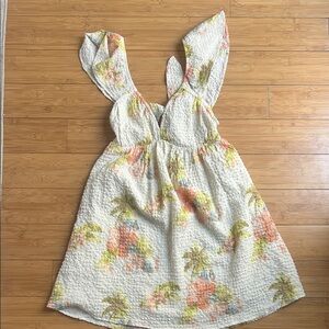 American Eagle Outfitters Floral Mini Dress - Cream and Green
